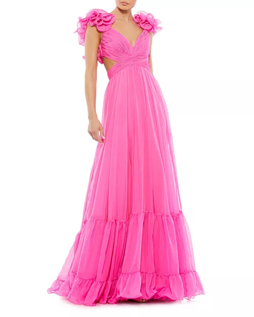 Mac Duggal Ruffle Tiered Cut-Out Chiffon Gown  | Bloomingdale's Women | Bloomingdale's (US)