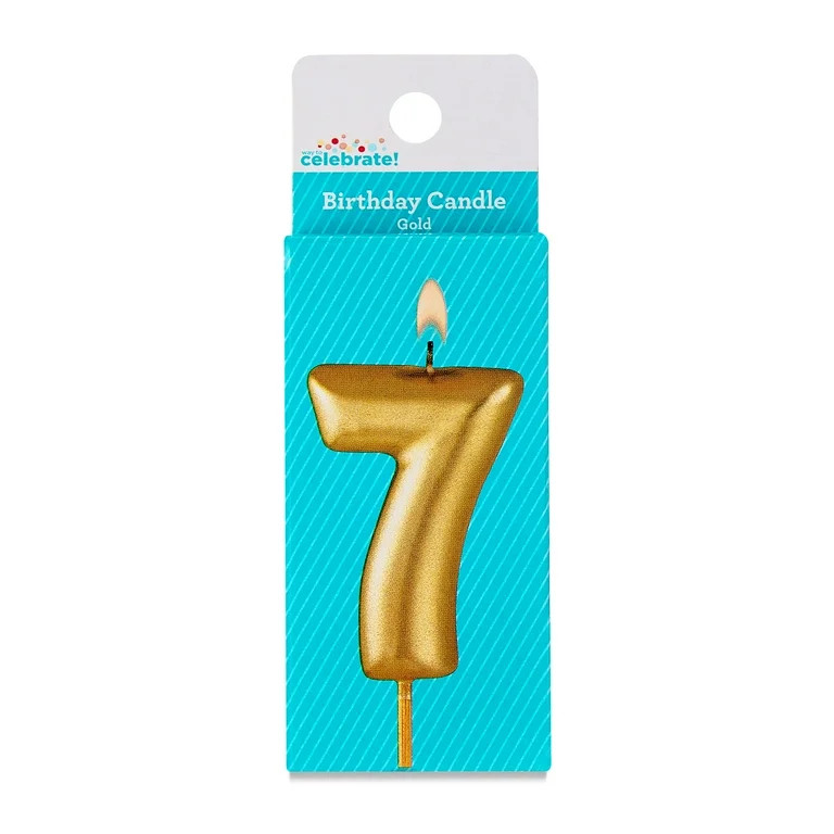 Gold Number 7 Birthday Candle, by Way To Celebrate | Walmart (US)