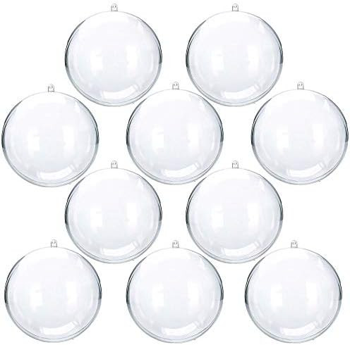 UNIQLED Clear Plastic Fillable Christmas DIY Craft Ball Ornament - Pack of 10 (70mm) | Amazon (US)