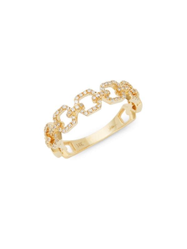 14K Yellow Gold & Diamond Link Ring/Size 7 | Saks Fifth Avenue OFF 5TH (Pmt risk)