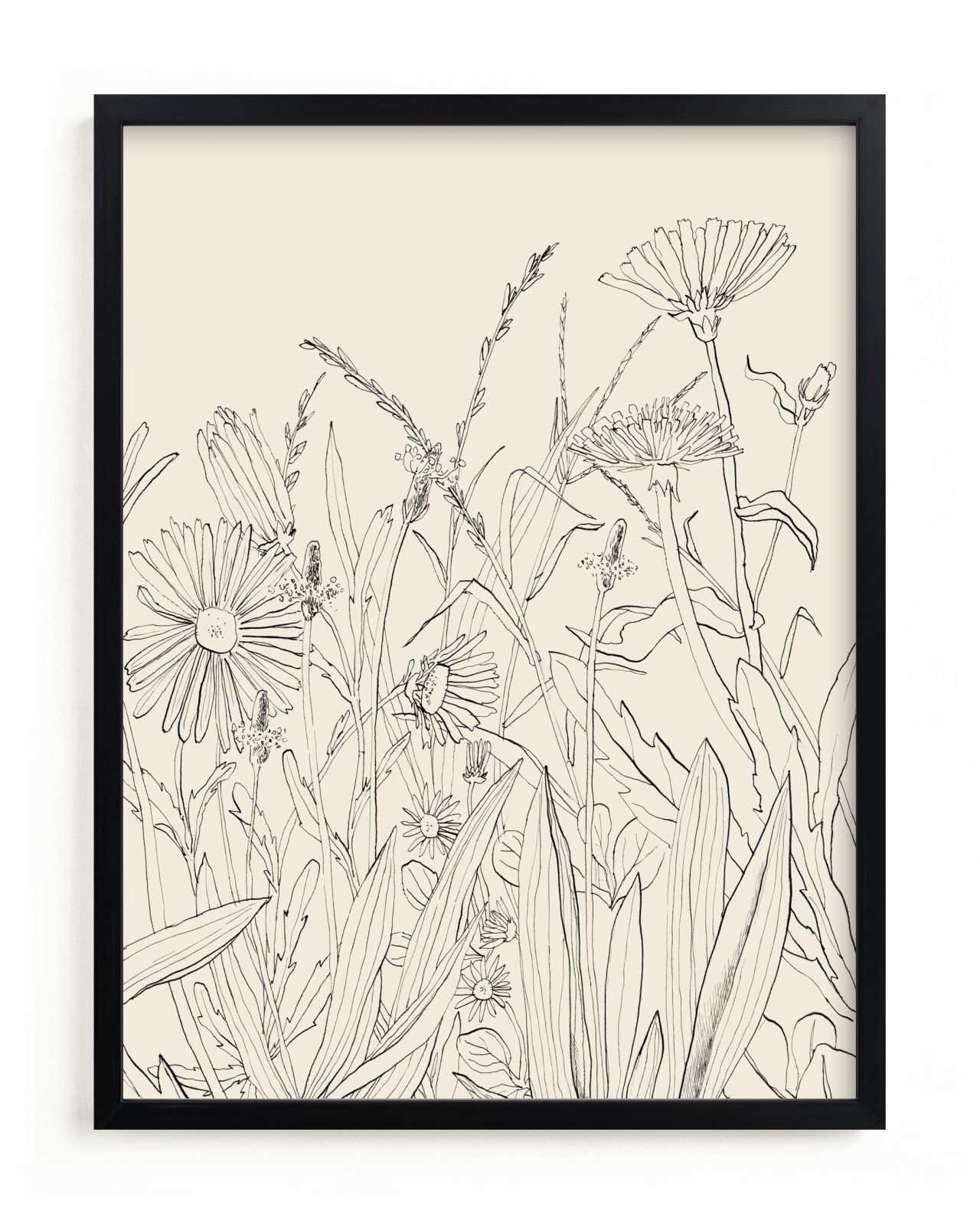 "Field of wild flowers II" - Drawing Limited Edition Art Print by Catilustre. | Minted