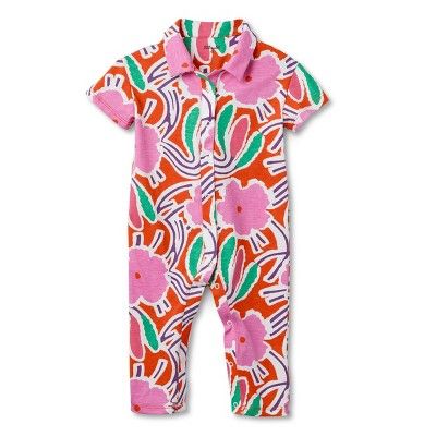 Baby Short Sleeve Flower Groove Red Jumpsuit - DVF for Target | Target