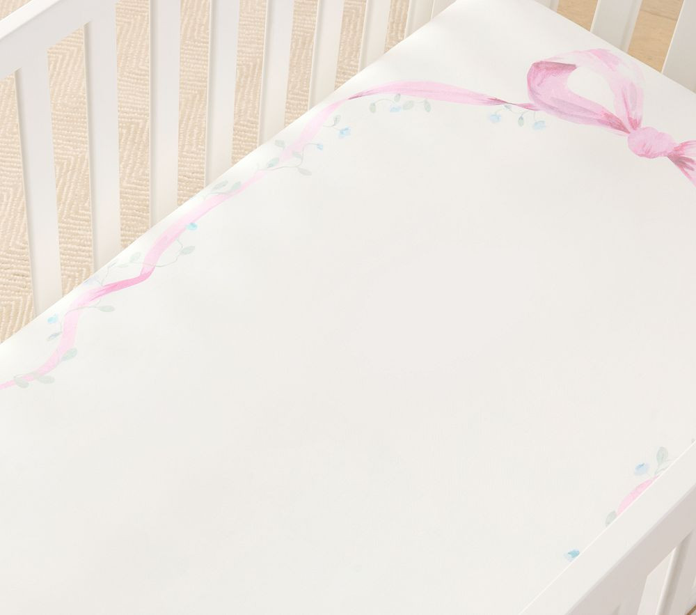 LoveShackFancy Bow Picture Perfect Organic Crib Fitted Sheet | Pottery Barn Kids