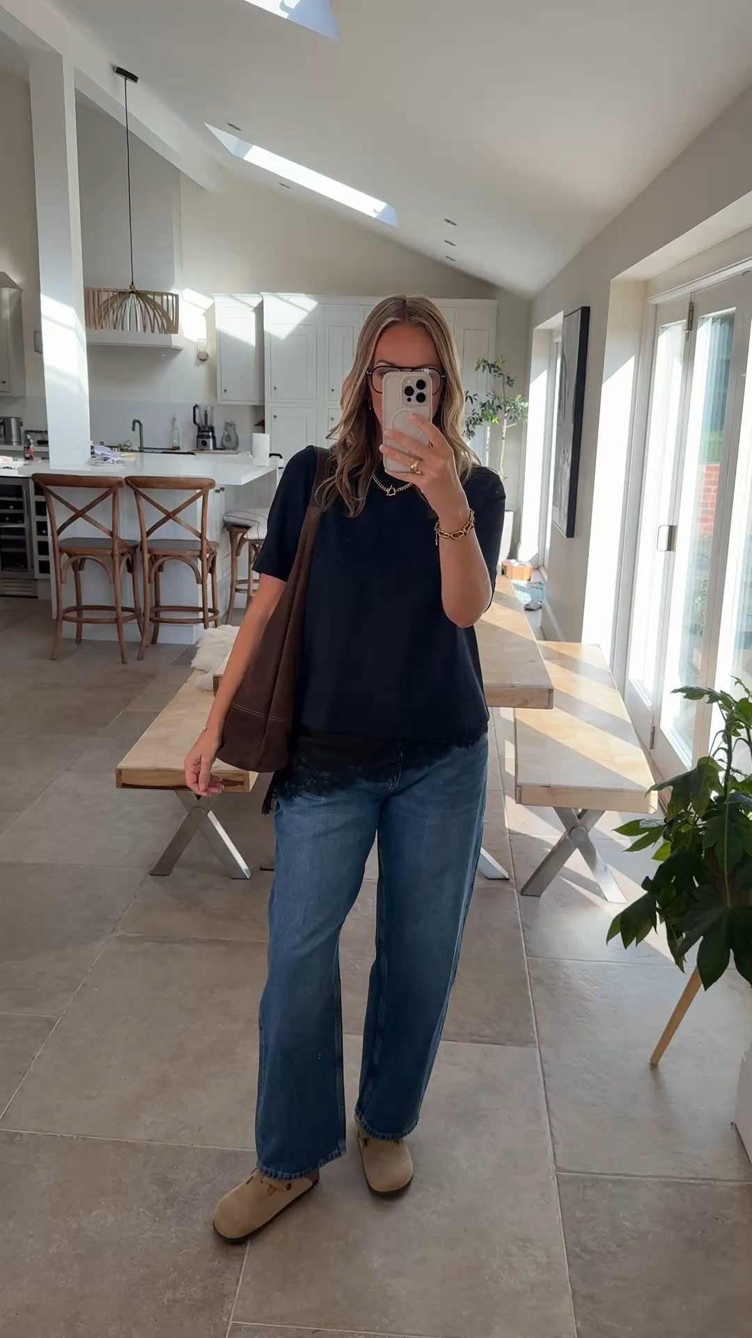 Casually styling your favourites 
This T-shirt finishes at the perfect length for this lace camisole . 

Sizes 
Navy T.  U.K. 14  (fantastic quality , heavyweight cotton) 
Jeans U.K. 14 
Lace cami U.K. large 

#LTKautumn #LTKuk #LTKjeans