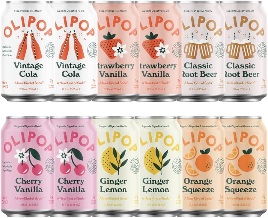 OLIPOP - The Sampler, 6-Flavor Soda Variety Pack, Healthy Soda, Prebiotic Soft Drinks, Supports D... | Amazon (US)