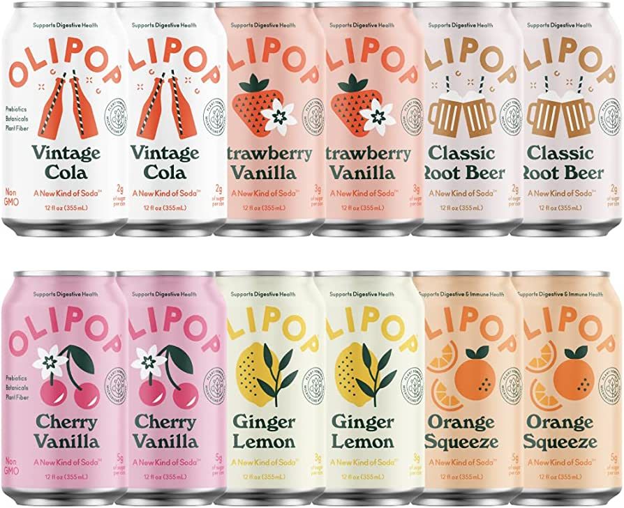 OLIPOP - The Sampler, 6-Flavor Soda Variety Pack, Healthy Soda, Prebiotic Soft Drinks, Supports D... | Amazon (US)