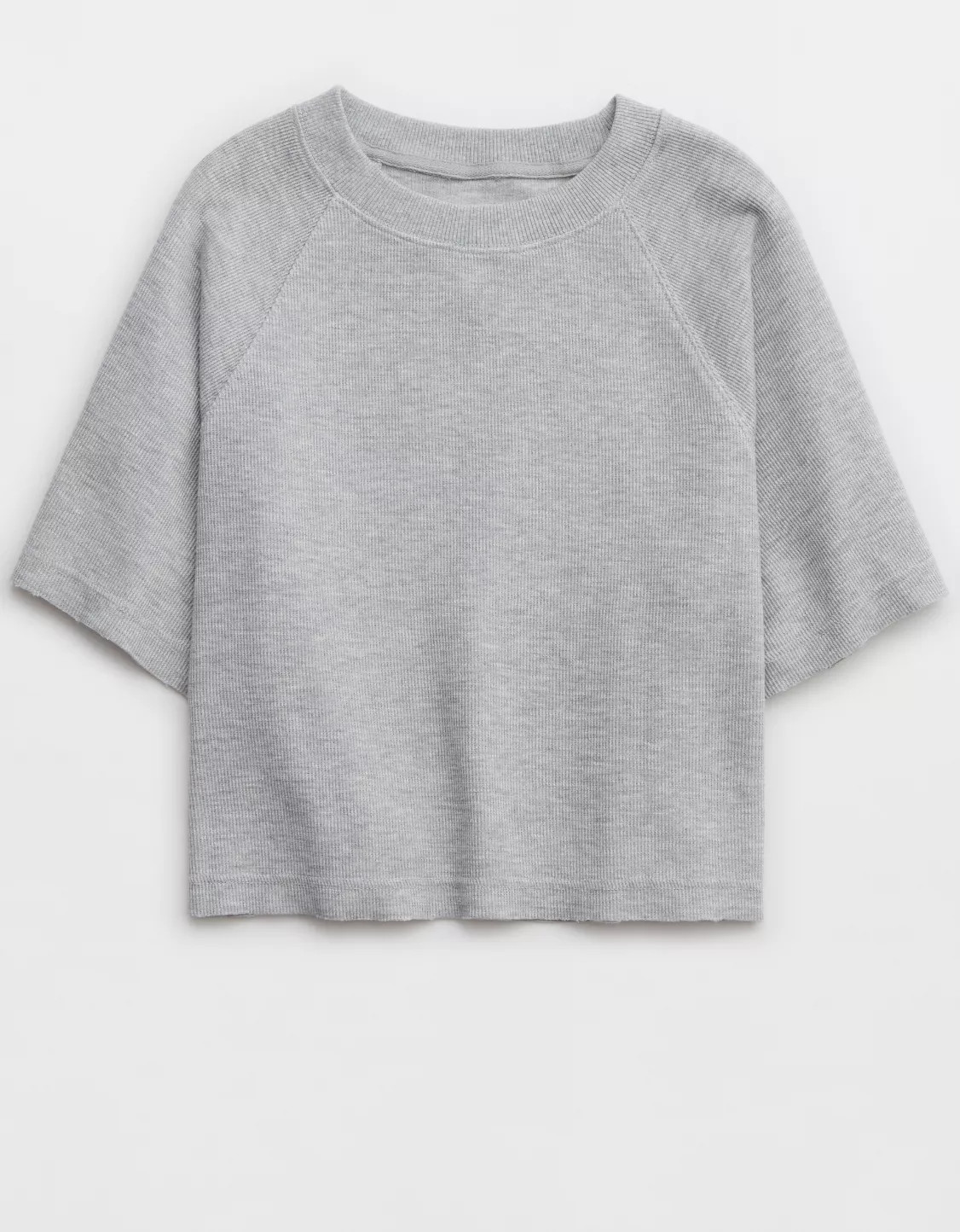 Aerie Lightweight Ribbed Short Sleeve Sweatshirt | American Eagle Outfitters (US & CA)