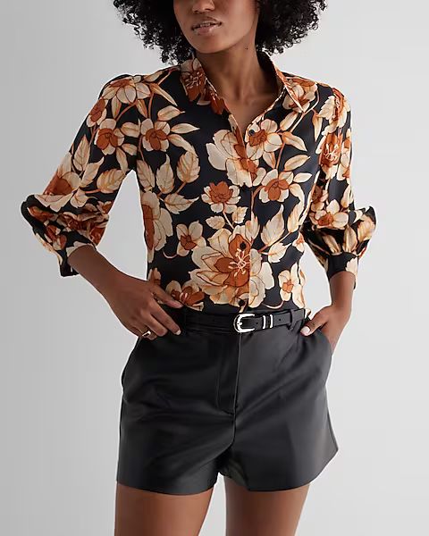 Relaxed Floral Half Sleeve Portofino Shirt | Express