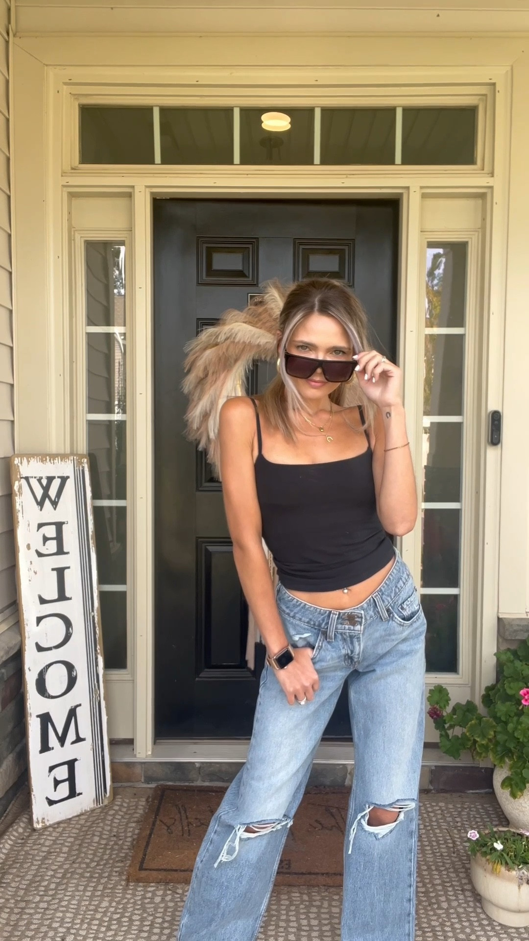 If being a mom in 2025 means dressing like it’s 1995, then sign me up 😏 
* This Abercrombie tank is selling out like crazy 😭… but I found a Skims dupe for you, so you know it’s good quality and still cute!
Top: Small
Jeans: Size 24

#LTKPetite #LTKStyleTip #LTKFindsUnder100