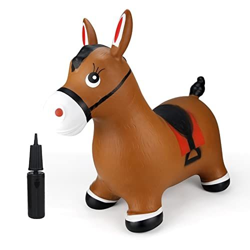 INPANY Bouncy Horse Hopper- Brown Inflatable Jumping Horse, Ride on Rubber Bouncing Animal Toys for  | Amazon (US)