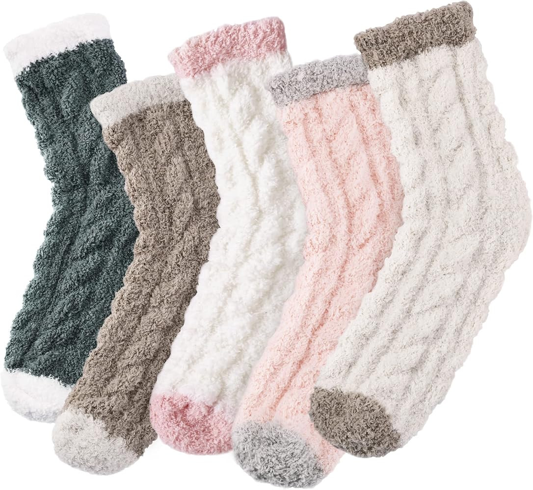 Fuzzy Socks for Women - 5 Pairs Fuzzy Socks Fluffy Socks Cozy Winter Socks for Women Soft Socks W... | Amazon (US)