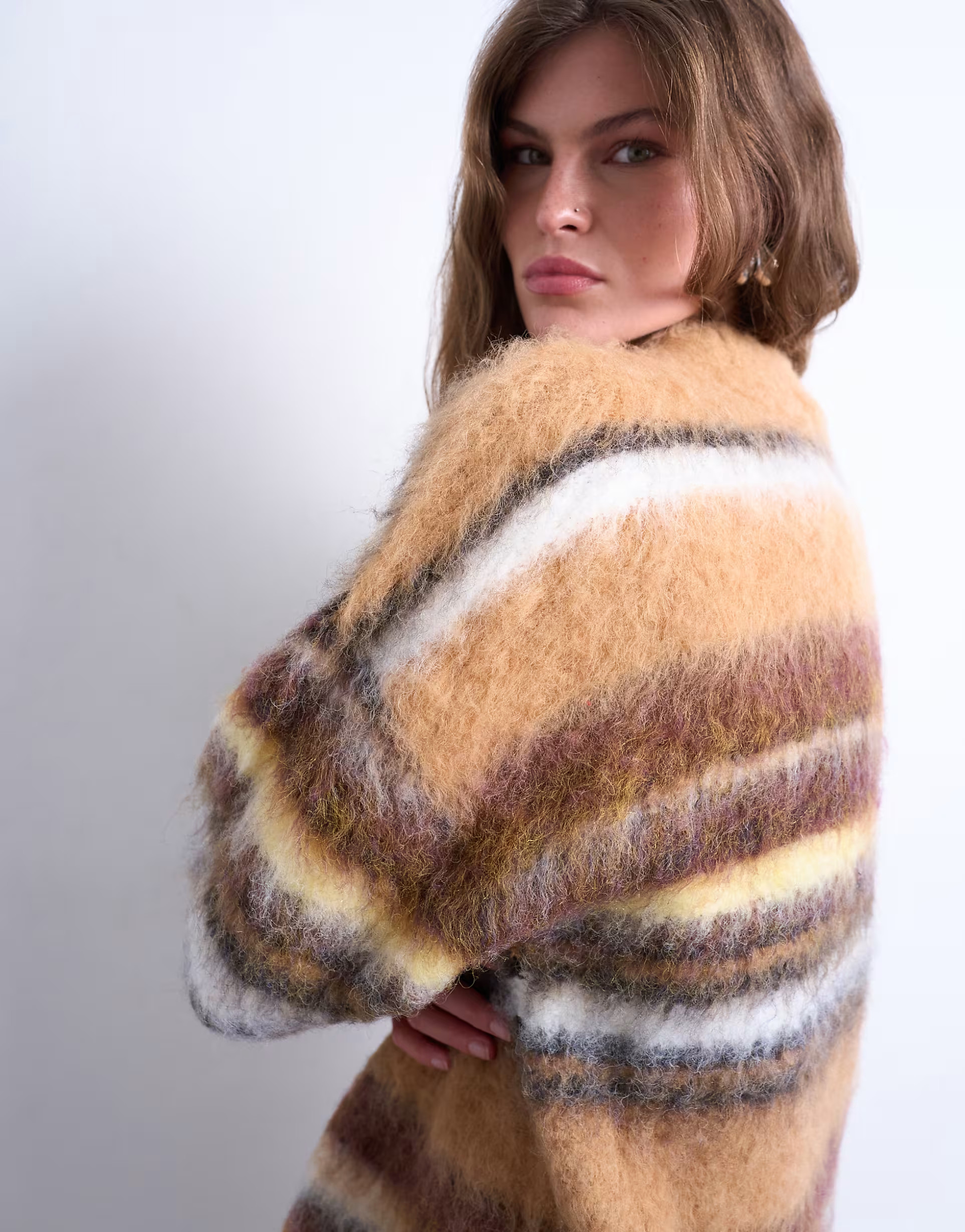 Topshop knit oversized striped sweater in neutral | ASOS (Global)