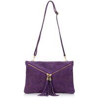 Purple suede snake-effect clutch bag | Secret Sales