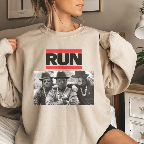 Run Funny Horror Movie Sweatshirt, Halloween Sweatshirt, Jason Freddy Micheal Sweatshirt, Horror ... | Etsy (US)