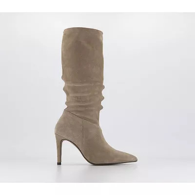 OFFICE
								Kiki Ruch Leg Knee Boots
								Grey Suede | OFFICE London (UK)