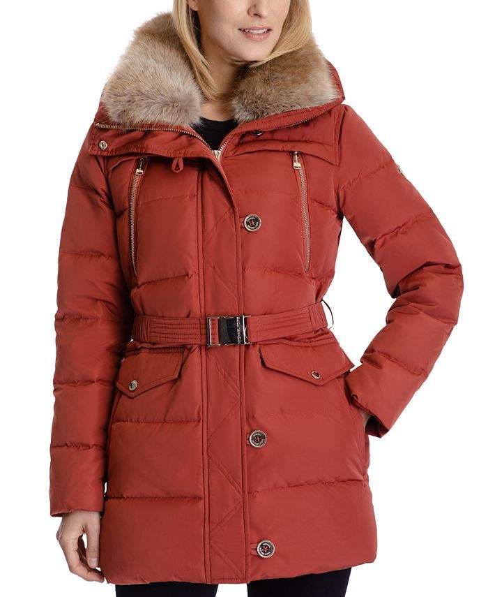Michael Kors Women's Faux-Fur-Collar Hooded Down Puffer Coat, Created for Macy's & Reviews - Coat... | Macys (US)