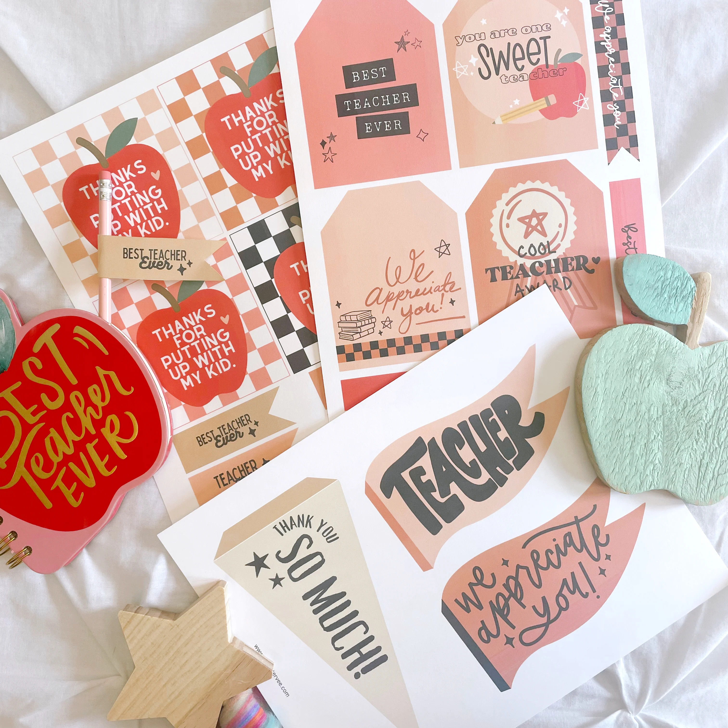 Teacher Appreciation Tags and Flags | Printable tags | The Letter Vee