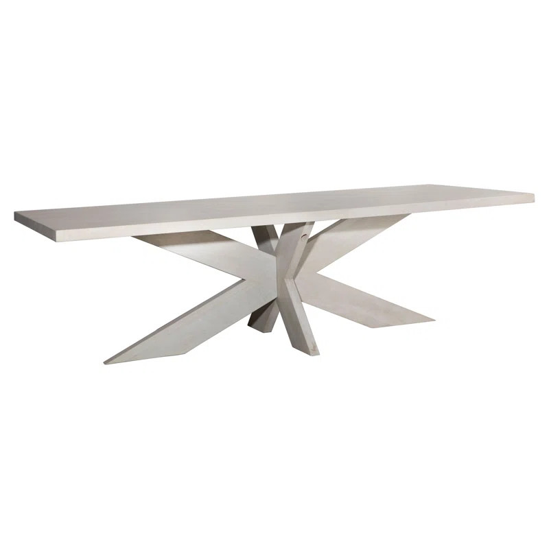 Nantes 102-Inch Rectangular Mango Wood Pedestal Table Finished In An Antique White Wash | Wayfair North America