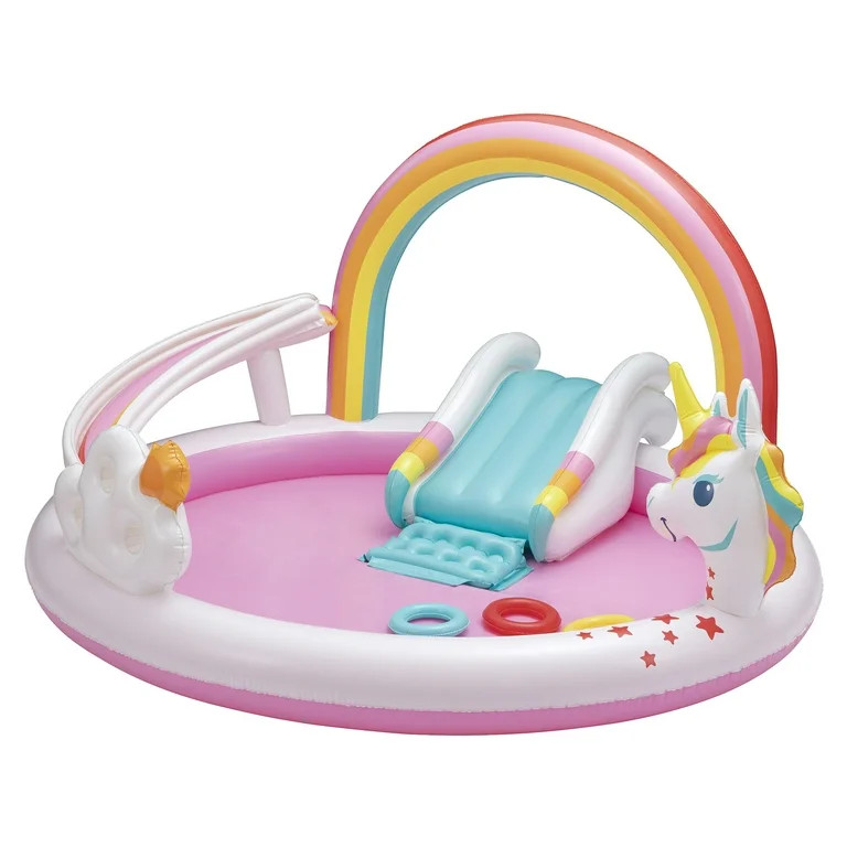 Bluescape Rainbow Unicorn Play Center, Kids Splash Pool with Sprinkler, Toys & Slide, Age 2 & up,... | Walmart (US)