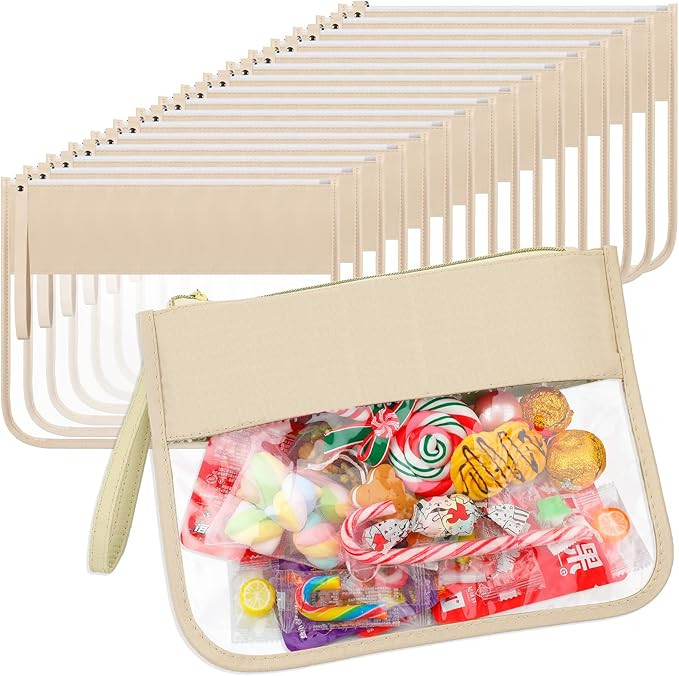 Irenare 16 Pcs Clear Makeup Bag Christmas Clear Flat Zipper Pouch Preppy Waterproof Clear Cosmeti... | Amazon (US)
