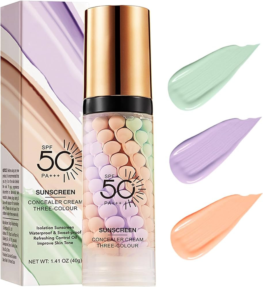 3 In 1Primer for Face Before Makeup,Sunscreen Isolation Cream, SPF 50, One Step Color Corrector F... | Amazon (US)