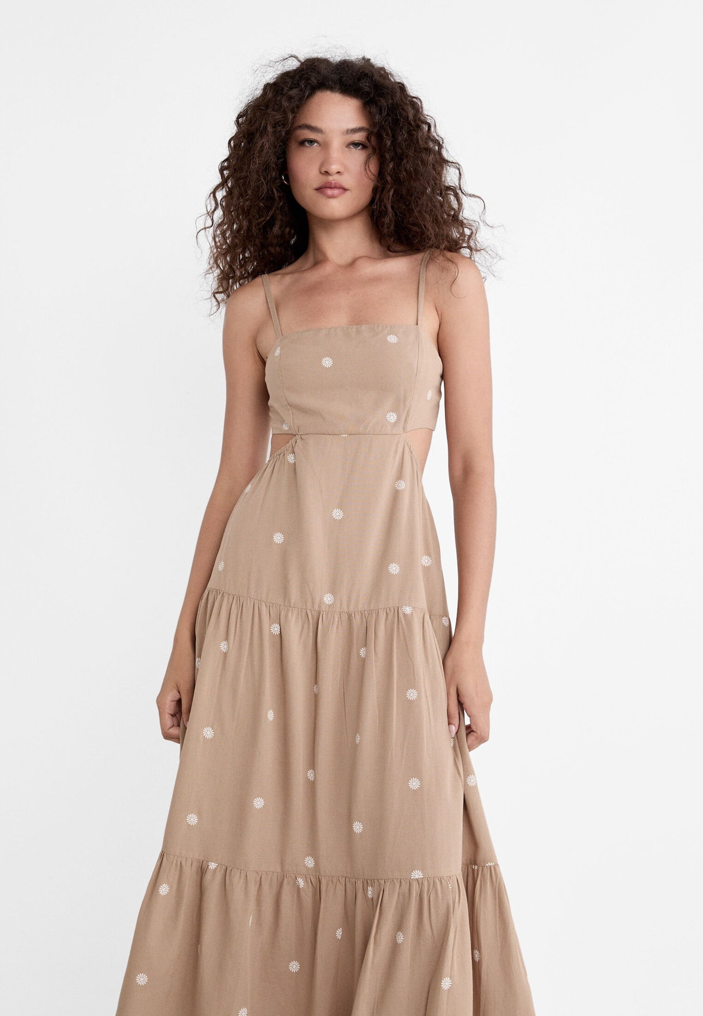 Fließendes Midikleid mit Print und Cut-outs | Stradivarius DE