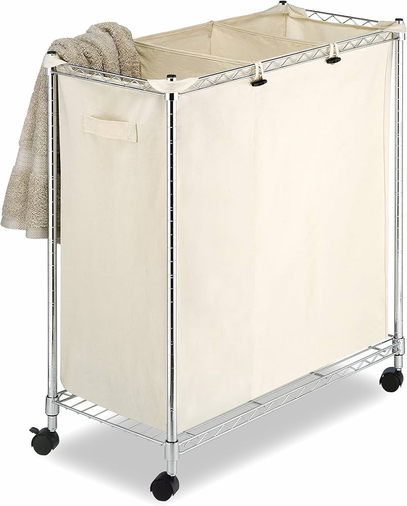 Whitmor Rolling Supreme Laundry Sorter with Removable Bags, 3 Section, Canvas | Amazon (US)