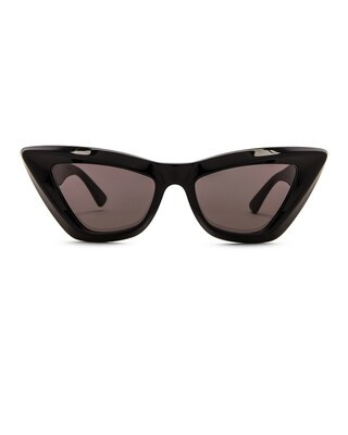 Bottega Veneta Classic Ribbon Cat Eye Sunglasses in Shiny Black | FWRD | FWRD 