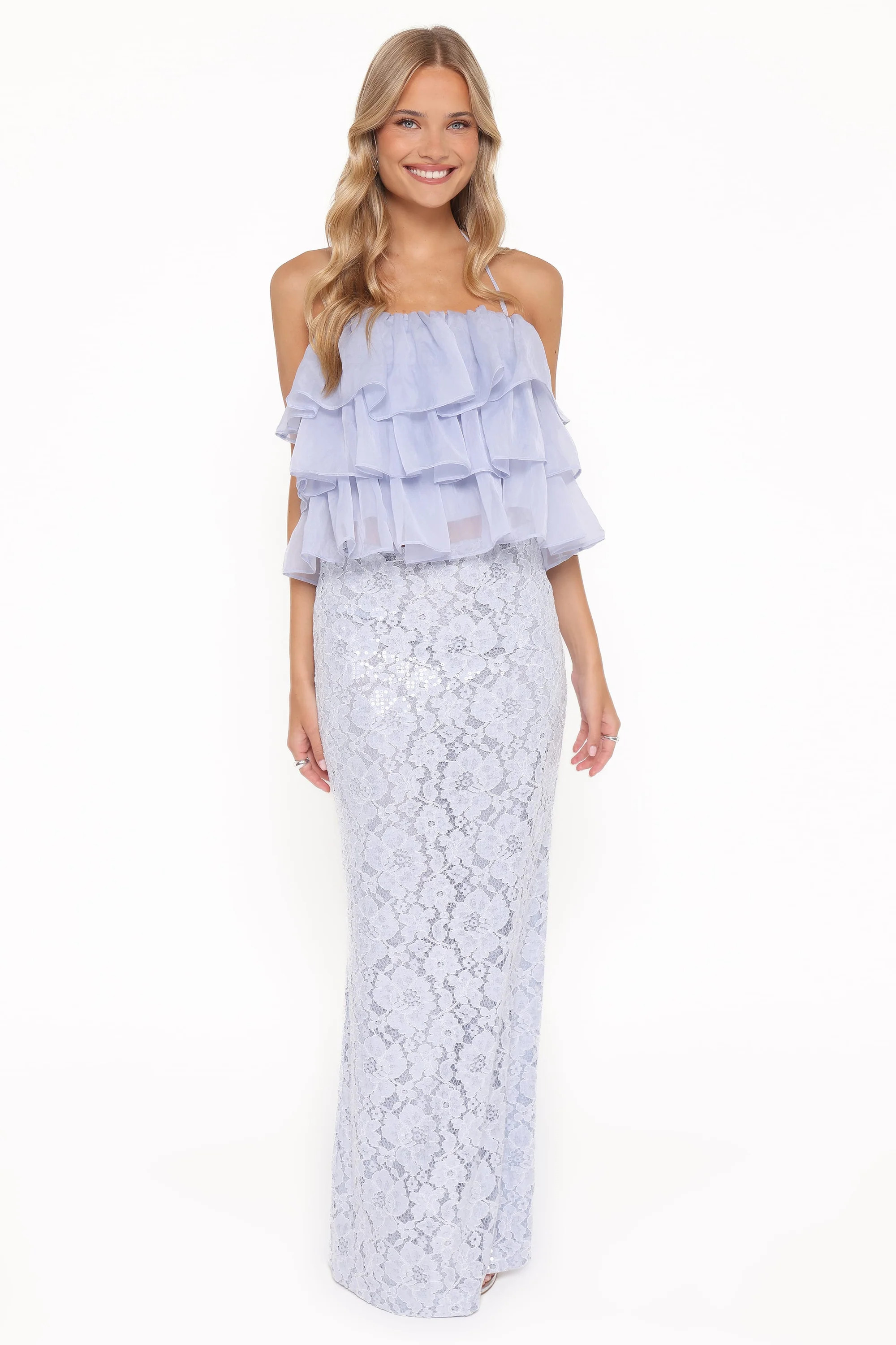 Jennings Lace Maxi Skirt - Blue Sequin | Petal & Pup (US)