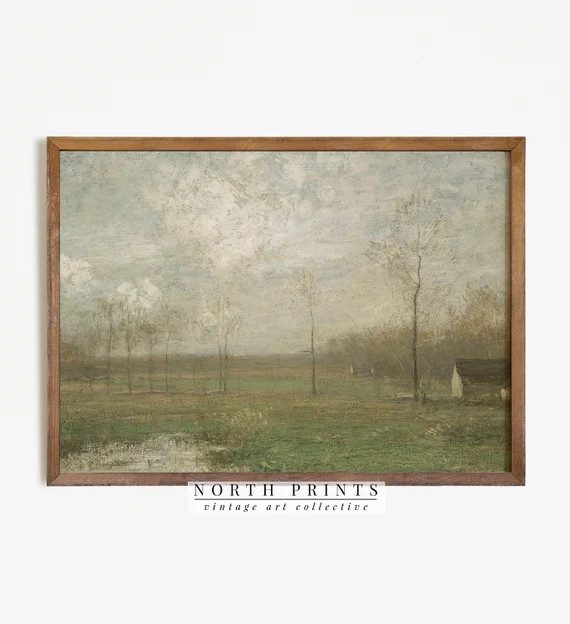 Muted Landscape Painting | Vintage Print | Country Farmhouse Landscape Art Digital PRINTABLE #210 | Etsy (US)