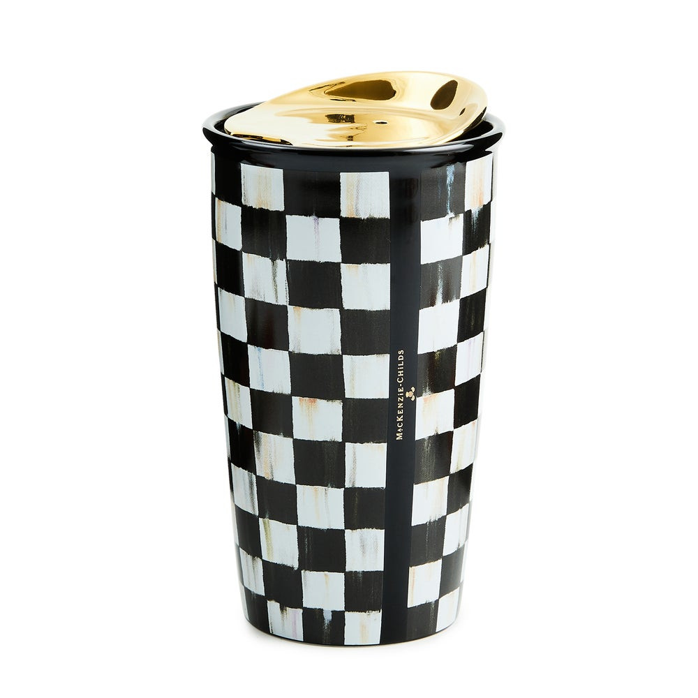 Courtly Check Ceramic Travel Cup | MacKenzie-Childs