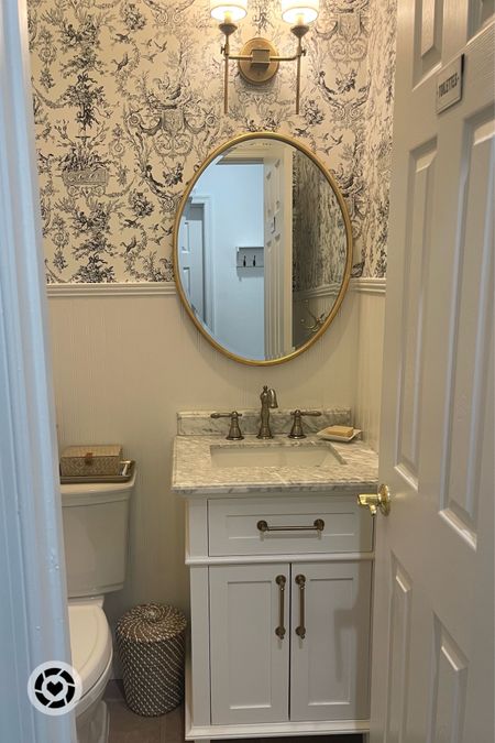 Traditional Powder room makeover with #wallpaper
