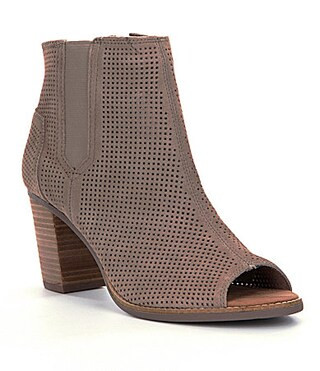 TOMS Majorca Perforated Suede Peep-Toe Booties | Dillards Inc.