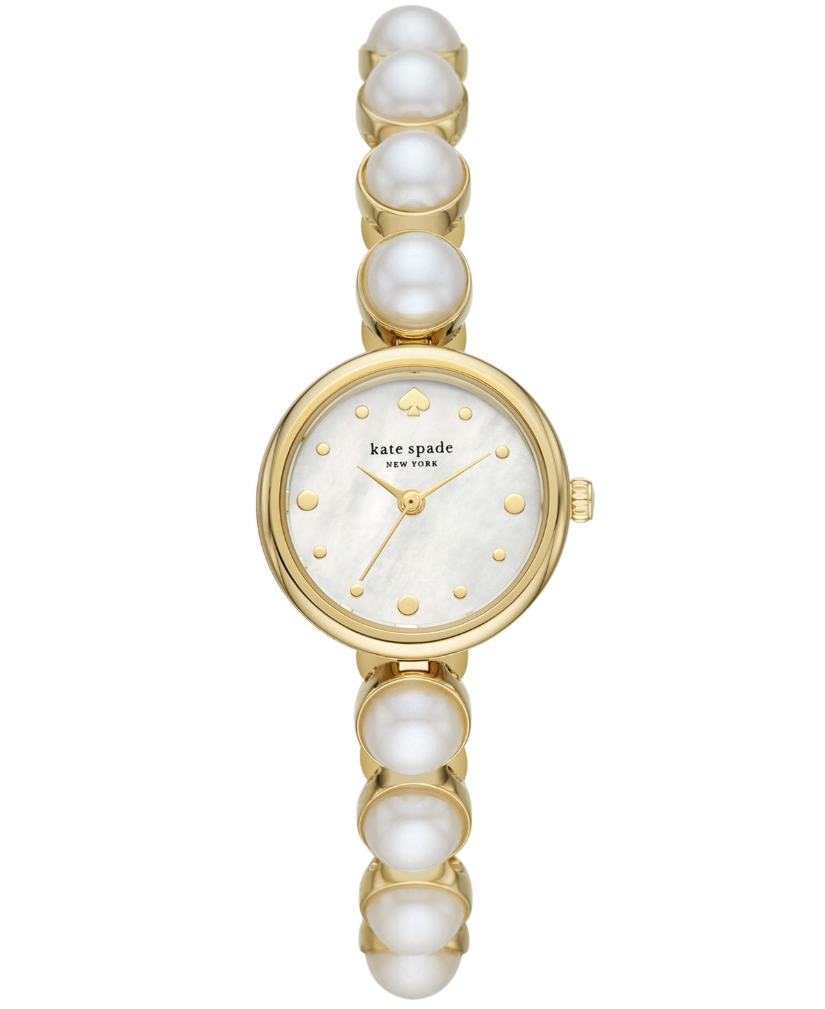 kate spade new york Monroe Gold-Tone Stainless Steel & Faux Pearl Bracelet Watch 24mm - Gold | Macy's