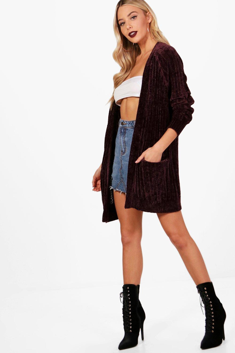 Tyler Rib Knit Chenille Cardigan | Boohoo.com (US & CA)