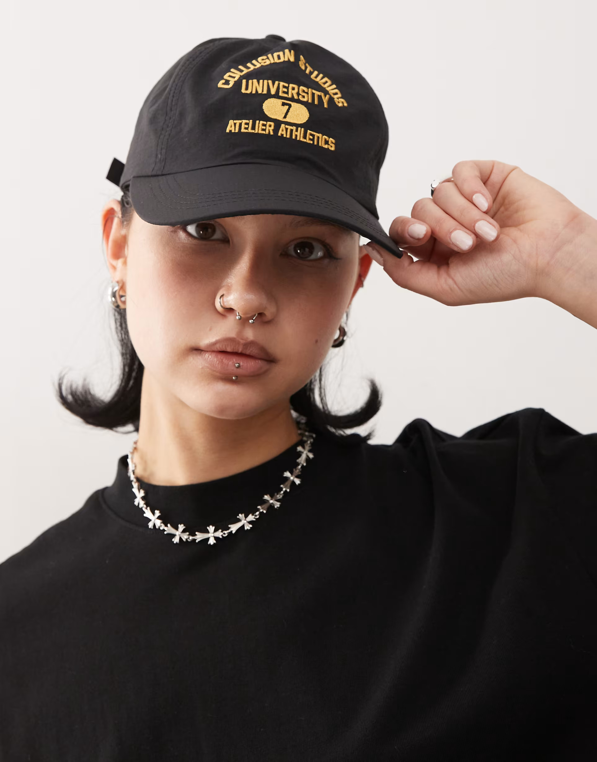 COLLUSION cap embroidery and print in black | ASOS (Global)
