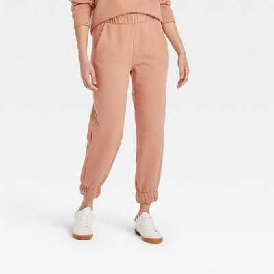 Women&#39;s High-Rise Pull-On All Day Fleece Ankle Jogger Pants - A New Day&#8482; Blush XS | Target