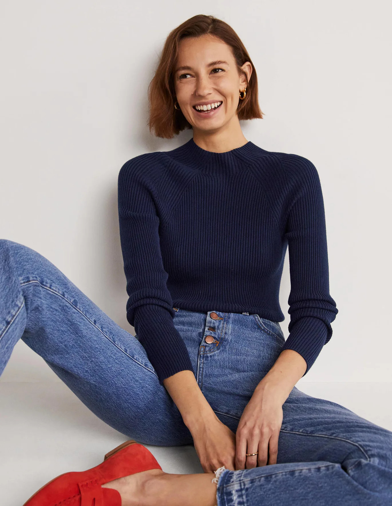 Ribbed High Neck Sweater | Boden (US)