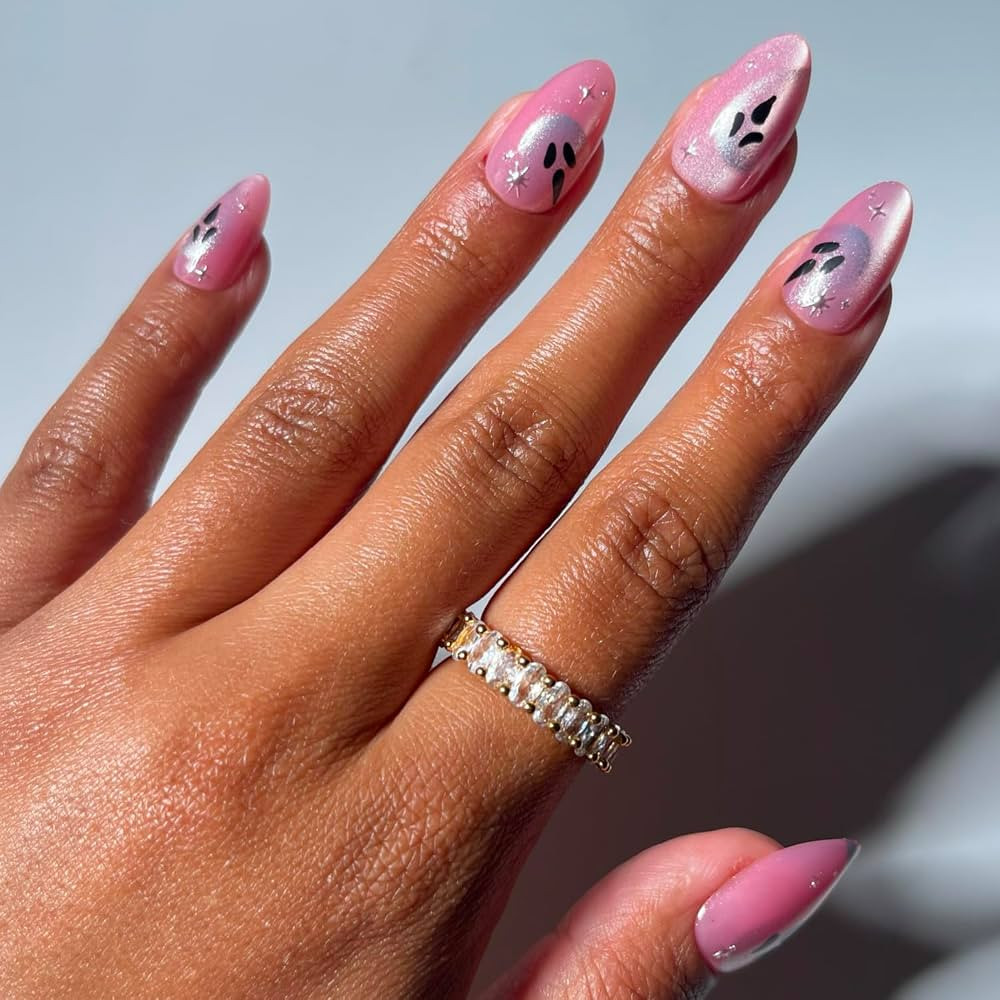 Glamnetic Halloween Press On Nails, Short Almond Cat-Eye, Just A Ghoul | Amazon (US)
