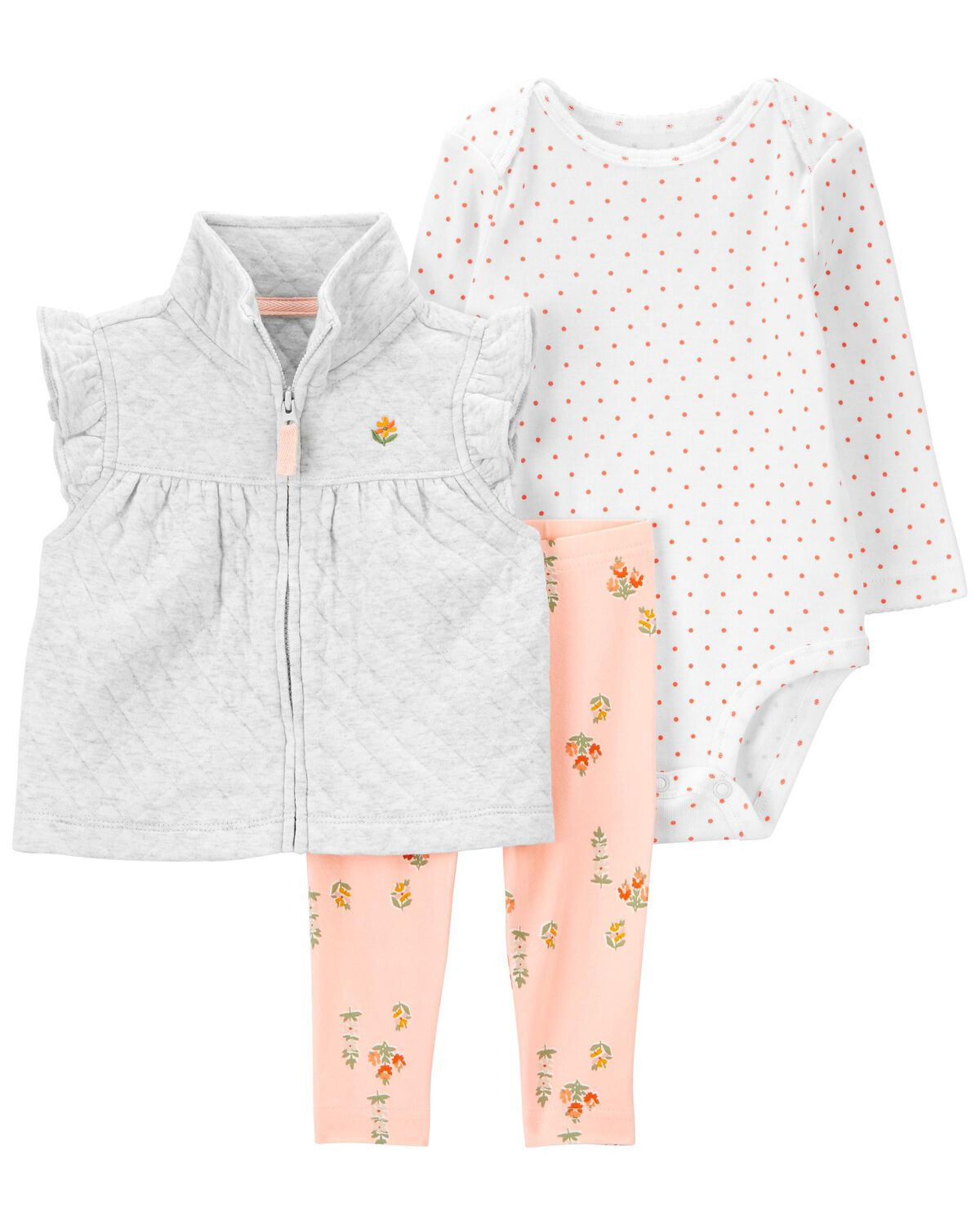 White/Pink Baby 3-Piece Little Vest Set | carters.com | Carter's