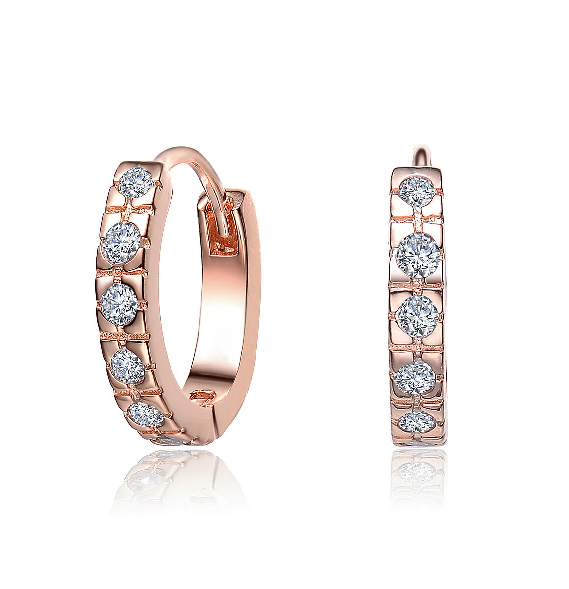 Rg 14k Yellow Gold With Diamond Cubic Zirconia Huggie Hoop Earrings | Shop Simon