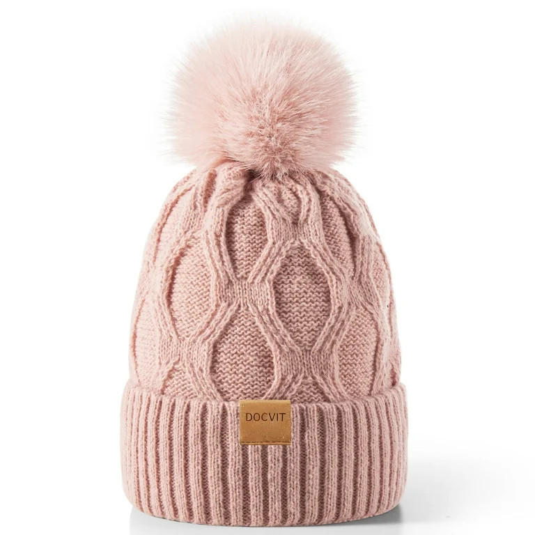 REDESS Women Winter Pompom Beanie Hat with Warm Fleece Lined, Thick Slouchy Knit Skull Ski Cap | Walmart (US)