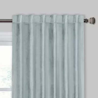 Velvet 108-Inch Rod Pocket/Back Tab Window Curtain Panel in Blue | Bed Bath & Beyond