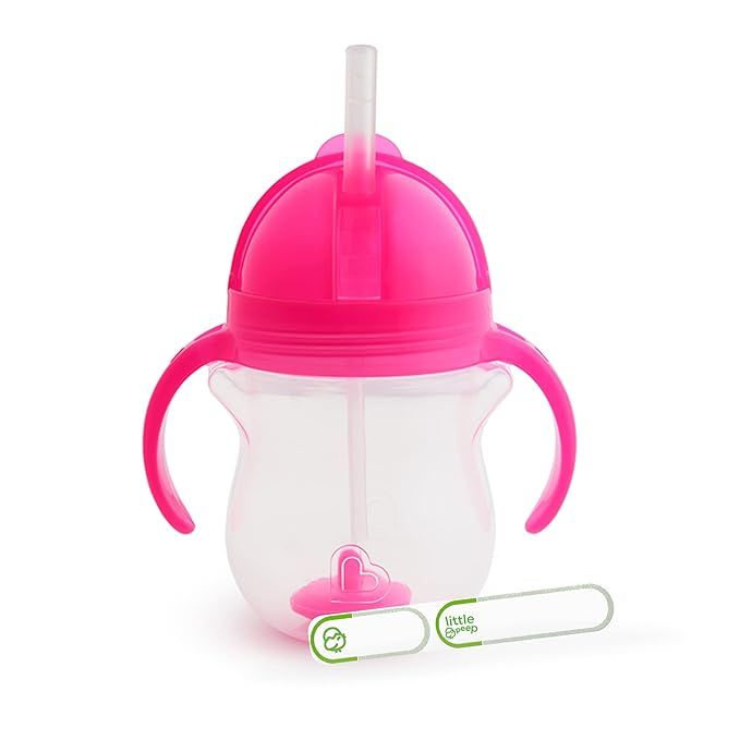 Munchkin® Any Angle™ Weighted Straw Trainer Cup with Click Lock™ Lid, 7 Ounce, Pink | Amazon (US)