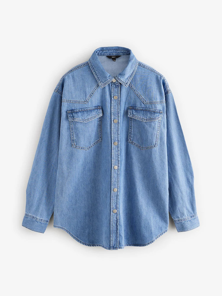 Mid Blue Oversize Denim Shirt | Next US