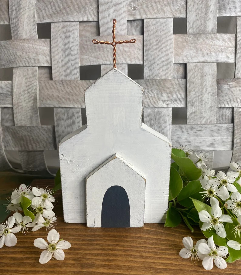 Wooden Church / Easter Decor / Spring Decor / Tiered Tray Decor / Easter Tiered Tray / Tiered Tra... | Etsy (US)