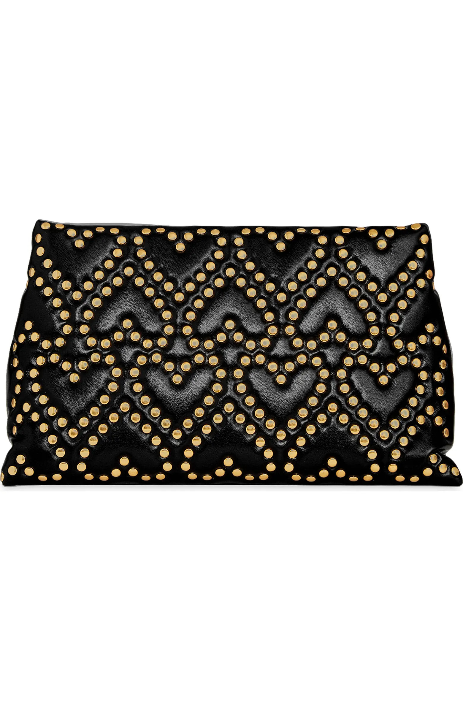 Heart Stud Pillow Quilted Faux Leather Clutch | Nordstrom