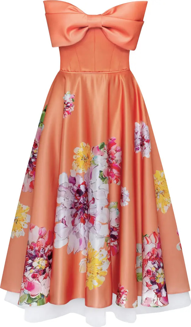 Playful floral midi dress with bow | Nordstrom