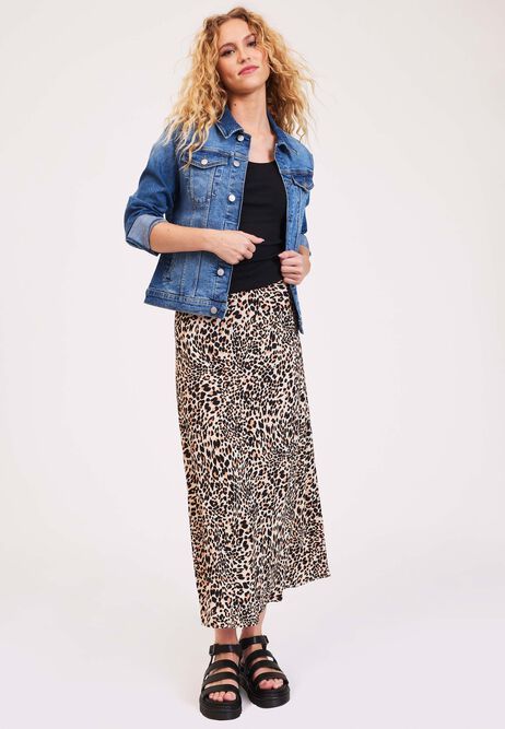 Womens Brown Leopard Printed Midi Skirt | Peacocks