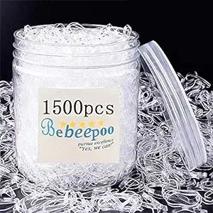 Clear Elastic Hair Bands，BEBEEPOO 1500pcs Mini Hair Rubber Bands with a Box/Bag, Soft Hair Elas... | Amazon (US)